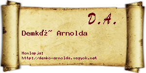 Demkó Arnolda névjegykártya